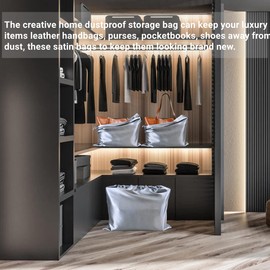 FEICHANGHAO 7 Pack Dust Bags for Handbags Storage Silk Cloth Bag With Drawstring Large Storage Pouch for Handbag Purse Shoes Boots (Grey, 23.6 × 19.6 in)