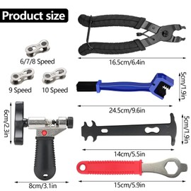 Chain Riveter Bicycle, 5 Pieces Bicycle Chain Tool Universal Chain Pliers with 3 Pairs 6-10 Speed Bicycle Chain Rivets for Bicycle Chains Chain Lock Pliers