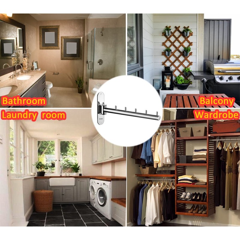 Votmores Foldable Wall Mounted Clothes Hanger Racks, Clothes Drying Rack