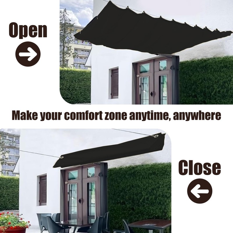 Retractable Wave Awning 1 x 2 m, Adjustable Roll-Up Sun