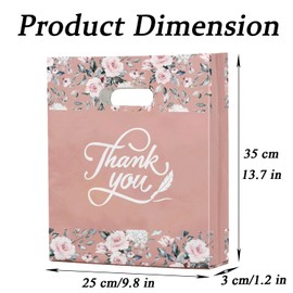 Joyhey 50 Count 9.7" x 13.7" Plastic Thank You Merchandise Bags, Shopping Retail Boutique Bags with Die Cut Handles - Pink