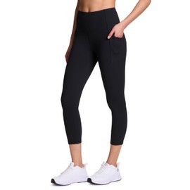RBX Active Women's Capri Legging High Waisted Solid Running Workout Capri Length Cropped Yoga Leggings Corset Black S