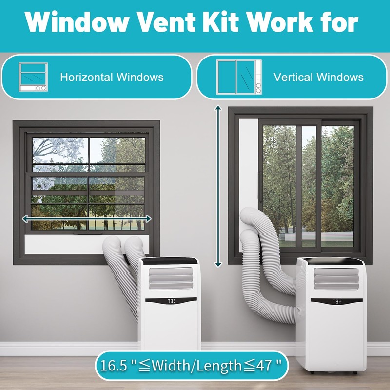 Chiligent Dual Hose Portable Air Conditioner Window Kit, 5.9" Diameter