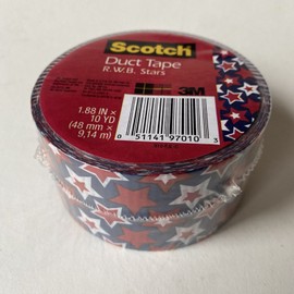 Scotch Duck Duct Tape Stars 10 Yards July 4th Red White Blue Craft Decorative