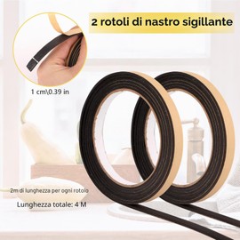Ceranfeld, nastro sigillante autoadesivo, 4 m, per piano cottura, 10 mm x 2 mm, nastro di montaggio per piano cottura in vetroceramica, per finestre, autoadesivo, 2 m