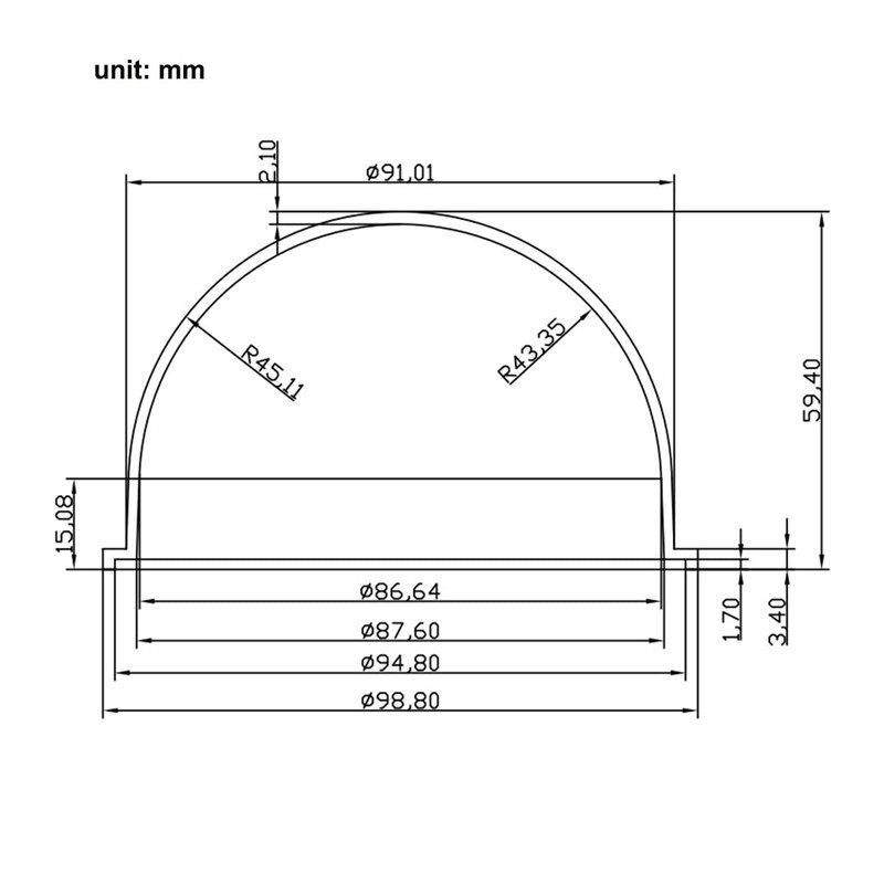 3.6 Inch Small PC Polycarbonate Clear Dome Cover CCTV Replacement