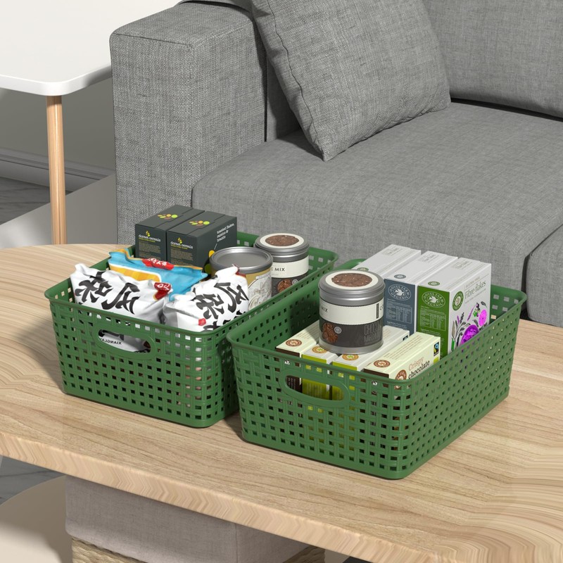 Sadstory Plastic Weave Storage Shelf Baskets, Organization Baskets, 4 Packs