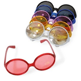 KarnevalsTeufel Sixties Glasses for Adults in 6 Glitter Glasses Party Glasses (Silver)