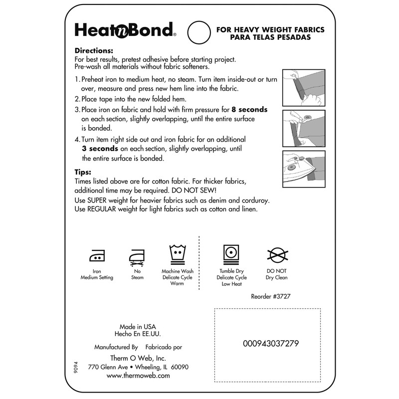 HeatnBond Hem Super Weight, .75 Inch x 288 inches, Iron-On