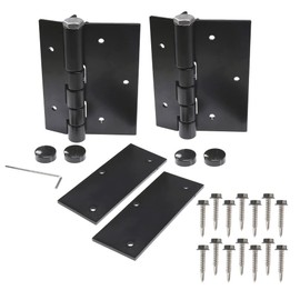Plum Fittings Pair of Aluminum Black Self-Closing Fence Gate Hinges for Aluminum | Vinyl | Iron | Wood Gates (Black)