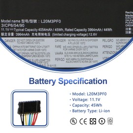 ANTIEE L20M3PF0 Laptop Battery for Lenovo IdeaPad 3-14ITL6 3-15ITL6 3-17ITL6 / S14 V14 V15 V17 G2-ITL G3-IAP / K14 Series L20C3PF0 L20L2PF0 L20L3PF0 L20B2PF0 L20M2PF8 L20M2PF0 L20C2PF0 11.1V 45Wh