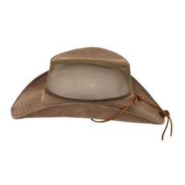 Outback Trading Unisex Adult's Knotting Hill Canyonland Durable Breathable Brown Cowboy Hat with Wire Brim, Mesh Crown & Chin Cord, Brown, X-Large
