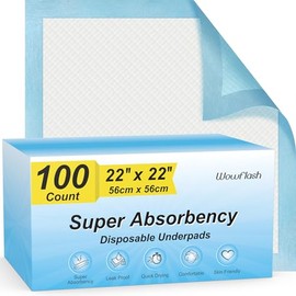 100 almohadillas desechables de 22 x 22 pulgadas, súper absorbentes, almohadillas desechables de secado rápido a prueba de fugas para bebés, cachorros