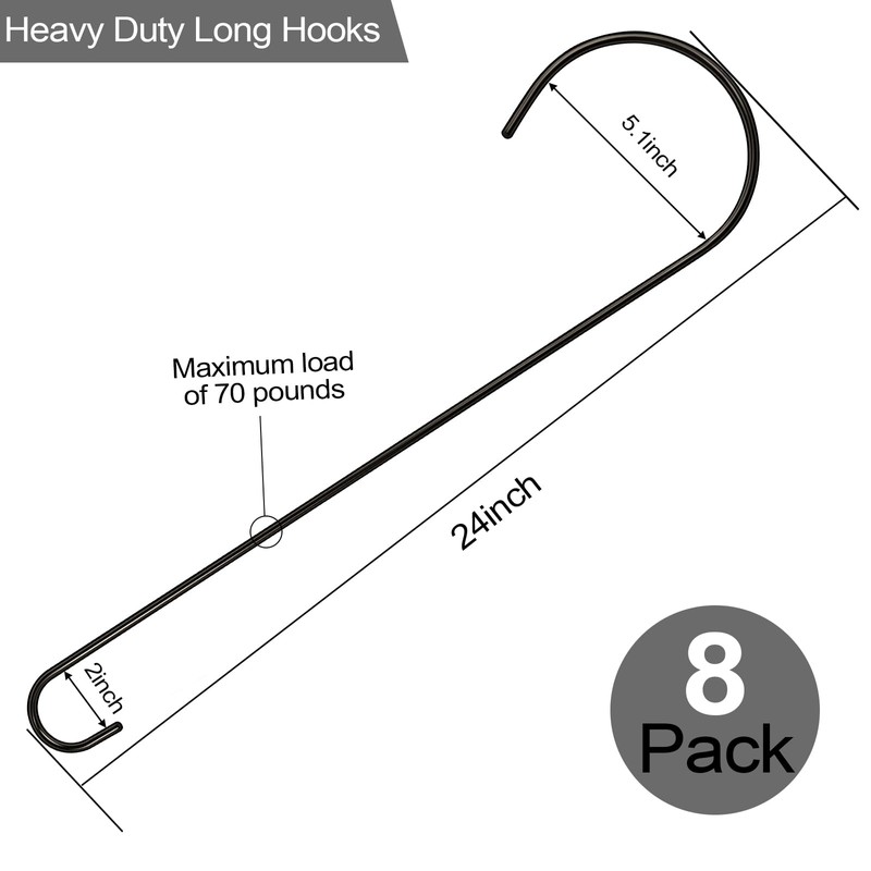 8 Pack 24 Inch Large Tree Branch Hooks Long S