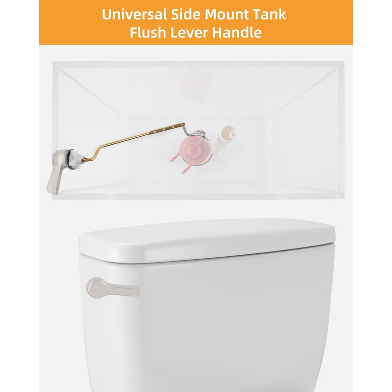 Hibbent Universal Metal Side Mount Toilet Handle Replacement Kit, Brass
