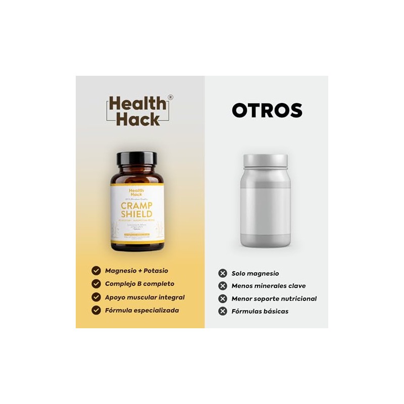 Suplemento Calambres Musculares con Magnesio Potasio Calcio Health Hack