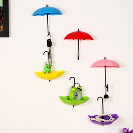 moin moin Hook, Small Umbrella, Lock, Wall Mount, Colorful Storage for Small Items, Wall Storage (Set of 6 Colors)
