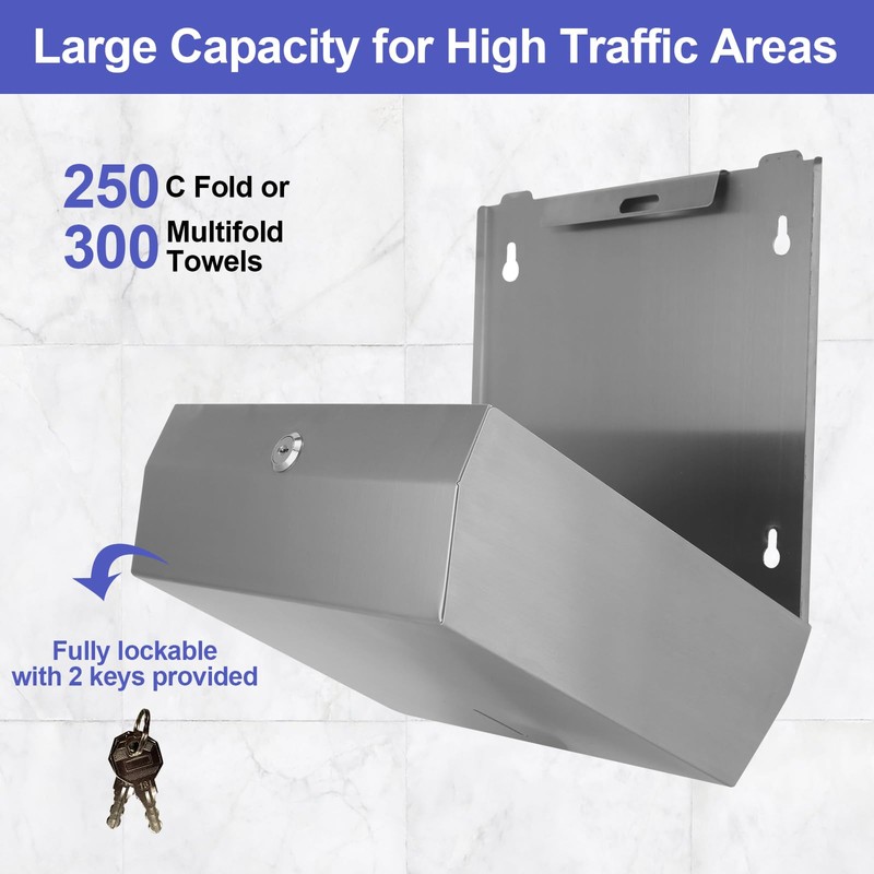 Stardrix Paper Towel Dispenser Wall Mount, Brushed Stainless Steel Commercial