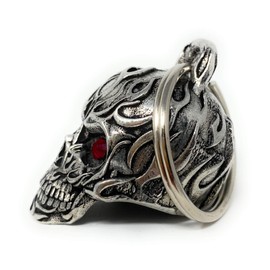 Bravo Bells Flame Skull Diamond Bell - Biker Bell Accessory or Key Chain for Good Luck on The Road
