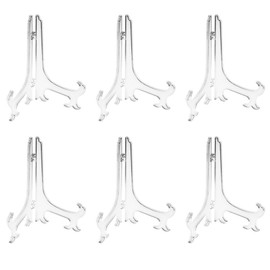 Plastic Plate Stand, Plate Stand, Photo Stand, Book Stand, Transparent, No. 8 (Set of 6)