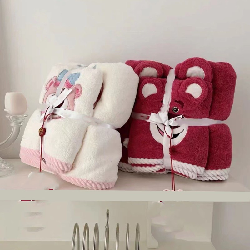 Bath Towel Washcloth 2 Piece Set Cartoon Children Kids Soft