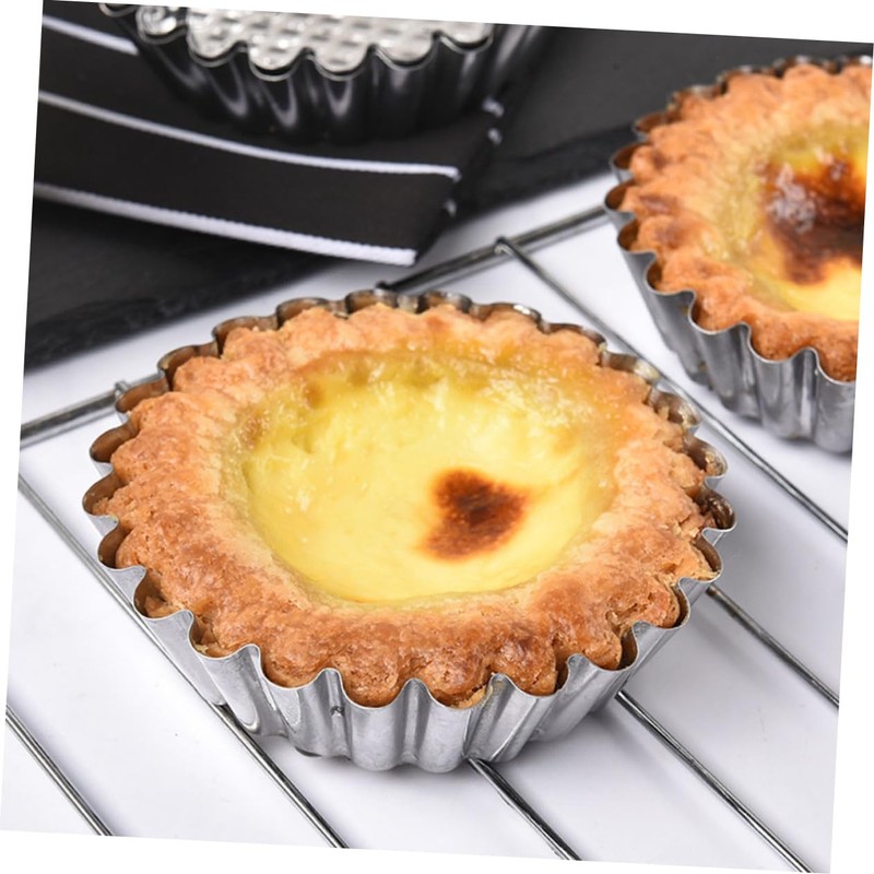 BIUDECO 10pcs Non Stick Chrysanthemum Egg Tart Molds DIY Baking