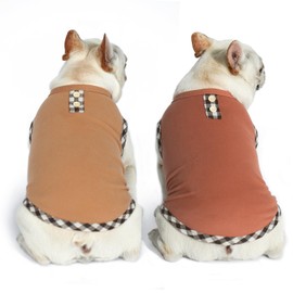 KYEESE 2Pack Dog Shirt Stretchy Dog T Shirt Stretchy Dog Shirt Vest Soft Fleece Dog Coats Lightweight Dog Sweatshirt Sleeveless Dog Sweater Dog Shirt for Small Dogs,Brown+Khaki,XL