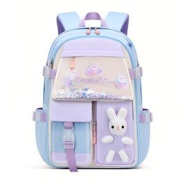 Girls Preschool Backpacks Gradient Heart-Star, Elementary School Bags Bookbags for Girls, Gradient Purple-Small