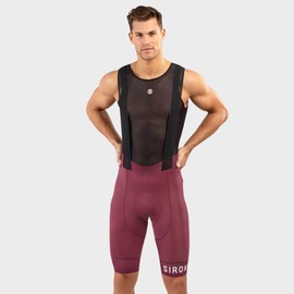 SIROKO Short BX Cycling Bib Shorts Men's Multi-Panel Cut High Compression Ultrafit Premium Seat Pad, Bordeaux red/black