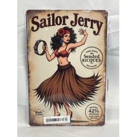 Sailor Jerry Metal Tin Sign 12" x 8" Vintage Style Tiki Bar Hula Girl New