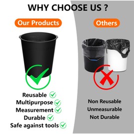 2PCS 5 Gallon Bucket Liner Reusable Rubber Bucket Liners for Concrete Mix and Thinset with Graduated Measurements (2PCS-Black)