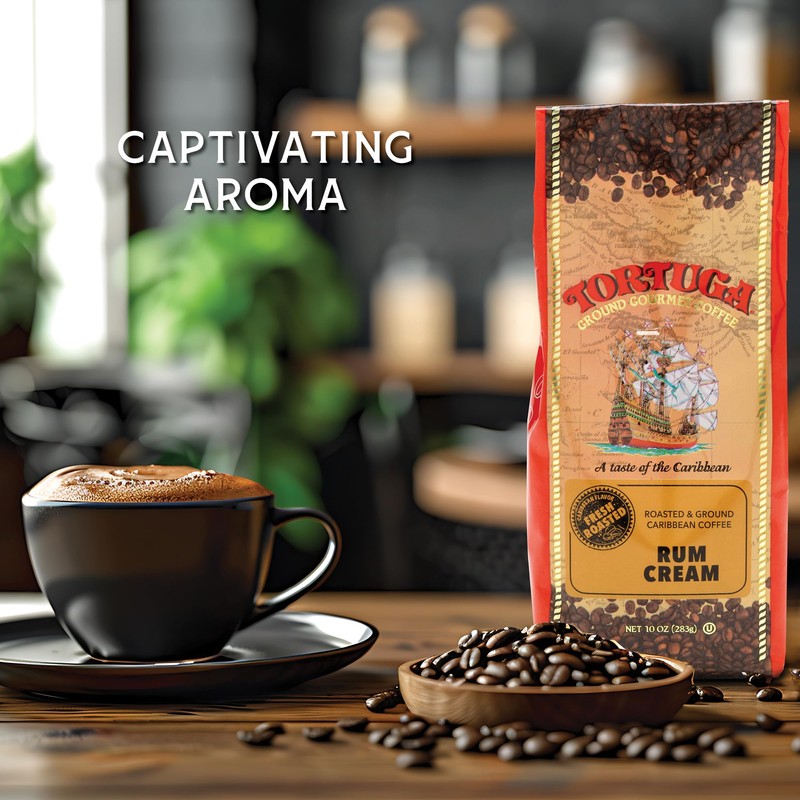 TORTUGA Coffee Caribbean Rum Cream Medium Roast Ground Coffee -