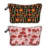 Pack of 2 Cosmetic Bag with Mushroom Pattern, Cute Cosmetic