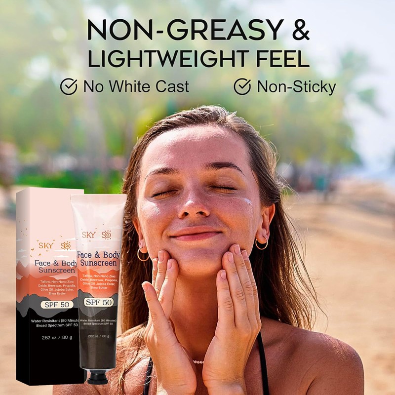 Non-Toxic Natural Mineral Sunscreen SPF 50 | Safest Organic Beef