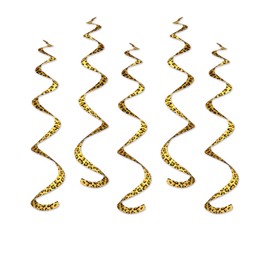 Beistle 5 Piece Leopard Print Hanging Whirl Decorations for Jungle Safari Theme Birthday Cheetah Wild Animal Bachelorette Party Supplies, 24", Multicolor