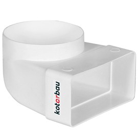 KOTARBAU® Deflection Piece 90° for Ventilation Duct 120 x 60 mm Plastic Transition Piece Diameter 100 mm White Duct Connector Duct Elbow Exhaust Air Supply Air Duct Connector for Flat Duct Round