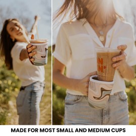 GoCuff Hot And Iced Coffee Cup Reusable Sleeves Neoprene Insulator with Handle for Cold And Hot Beverage Coozies Compatible with many, Other Coffee Cups – Small 16 oz, Work Hard)