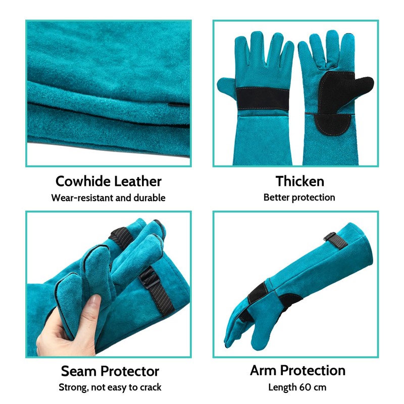 Uzhika 23.6 in Animal Handling Gloves, Bite Proof Scratch Resistant