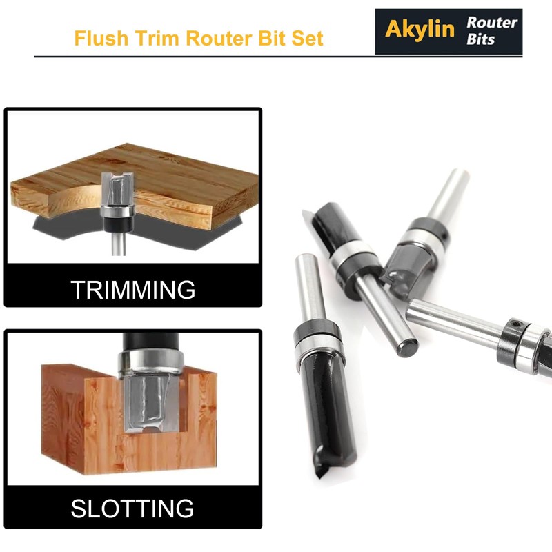 9PCS Flush Trim Router Bit Set, 1/4 inch Shank, Straight