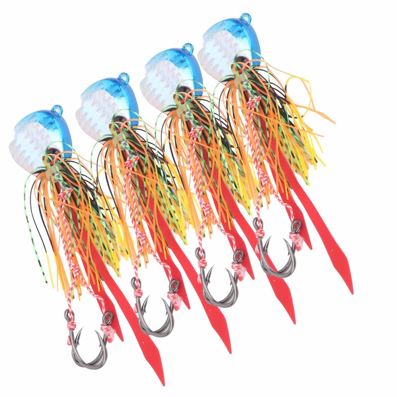 4Pcs 65g Fishing Artificial Baits Silicone Skirts Lures with Hook