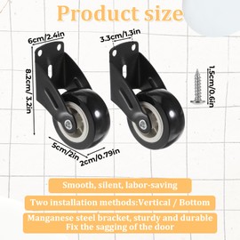 4PCS 2" Gate Wheels, Anti-Friction Gate Caster, Vertical Mount Door Bottom Support Wheels, Suitable for Garden, Gates, Fence, Table, Sofa, Furniture