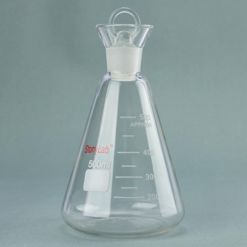 stonyLab Iodine Flask with Stopper, 500 ml Capacity, Wide Mouth