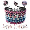 LUOLIPEYA Wave Rhinestone Teeth Comb Headbands for Women, Flower Crystal