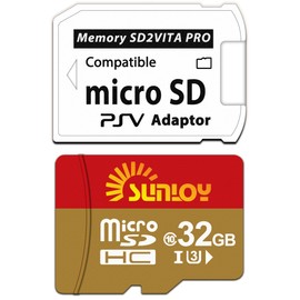 Sunloy SD2Vita 6.0 PS Vita Memory Card Adapter with 32GB Micro SD Card, High Speed microSDHC UHS-I Flash Memory Card with PSV Micro SD Card Adapter for PSV 1000/2000 PSTV FW 3.60 HENkaku Enso System