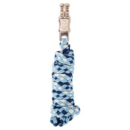 Merauno® Lead rope for horse - tethering rope in various stylish designs, lead rope, pony, donkey, goat with panic hook, black, blue, rose gold, beige (beige blue, panic hook)