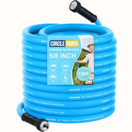 CircleRiver RV Water Hose 150FT, 5/8" Premium RV Drinking Water Hose for RV, Camping, Marine, Trailer and Truck, BPA Free, Anti-Kink and Leak-Free, Drinking Water Safe-Blue
