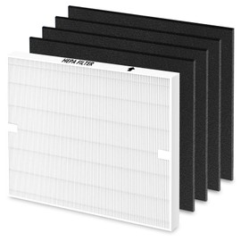 AP-1512HH Replacement Filter for Coway Airmega AP-1512HH and 200M Series Air Purifiers, Funmit 1 Pack High Efficiency Filter and 4 Pack Activated Carbon Pre-Filters, Compared to Part # 3304899