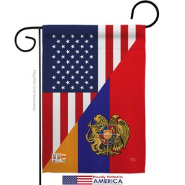 Armenia US Friendship Garden Flag Set Wall Holder Regional USA American Alliance World Country Particular Area Small Decorative Gift Yard House Banner Made In 13 X 18.5