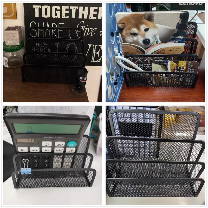 Desk File Holder, 3 Tier Metal Mesh Mail Sorter Magazine