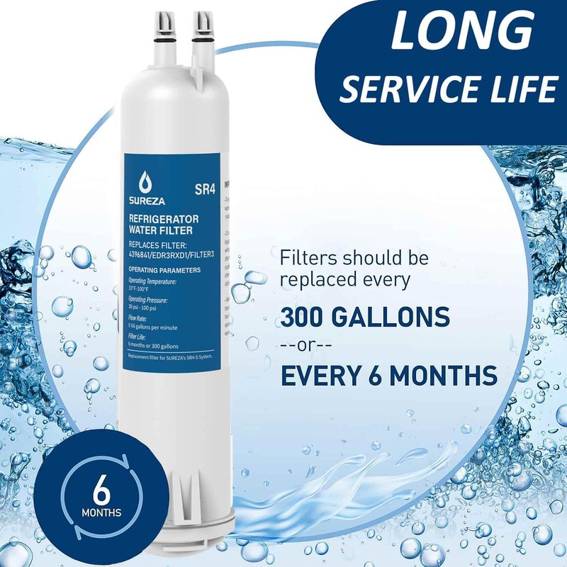 Refrigerator Water Filter Compatible with Everydrop® Filter 3, EDR3RXD1, 4396841,